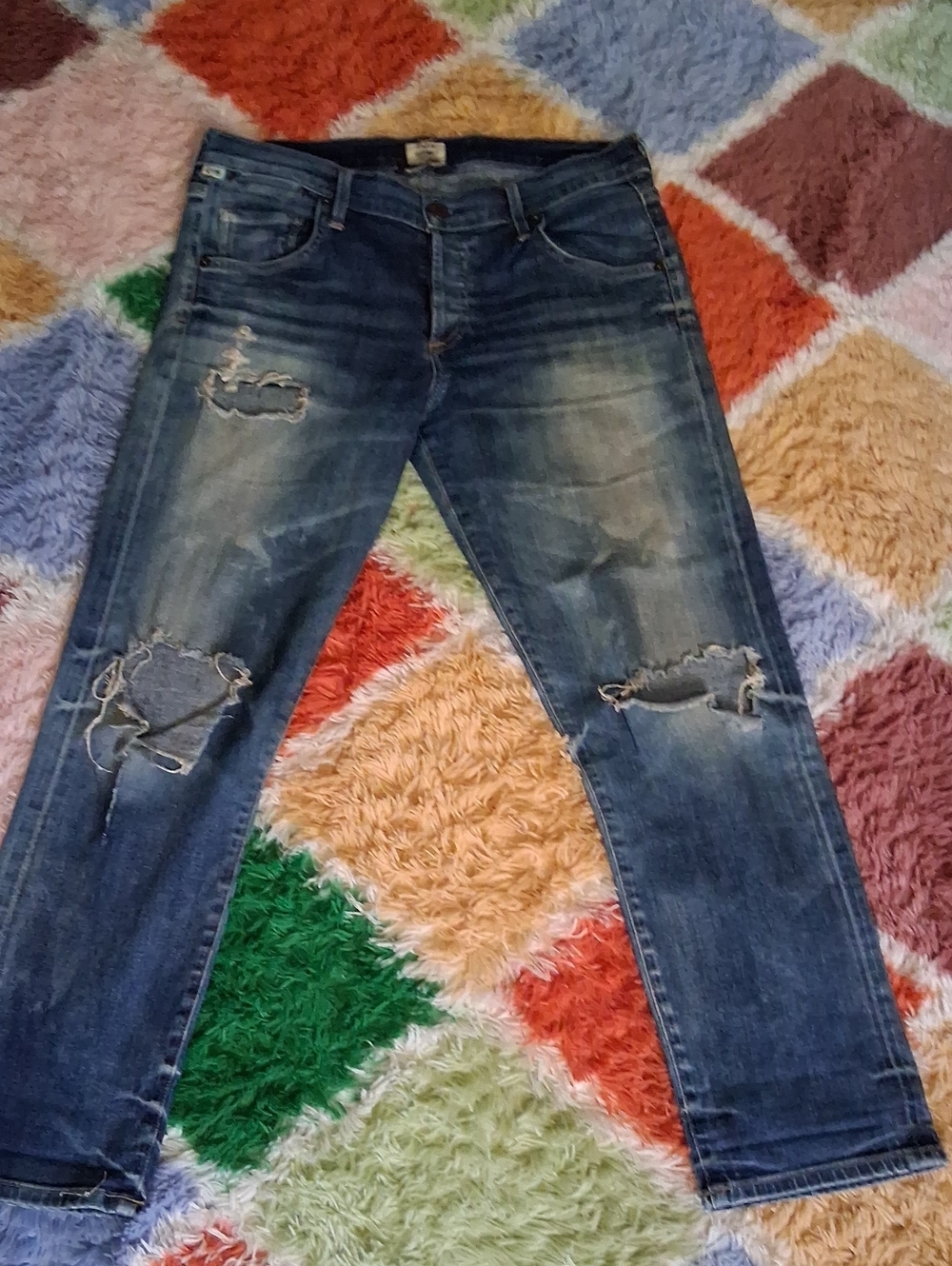 Citizens Of Humanity Distressed Dark Blue Skinny Jeans